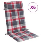 vidaXL Perne scaun spătar înalt 6 buc, roșu, carouri, țesătură Oxford vidaXL Perne scaun spătar înalt 6 buc, roșu, carouri, țesătură Oxford