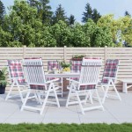 vidaXL Perne scaun spătar înalt 6 buc, roșu, carouri, țesătură Oxford vidaXL Perne scaun spătar înalt 6 buc, roșu, carouri, țesătură Oxford