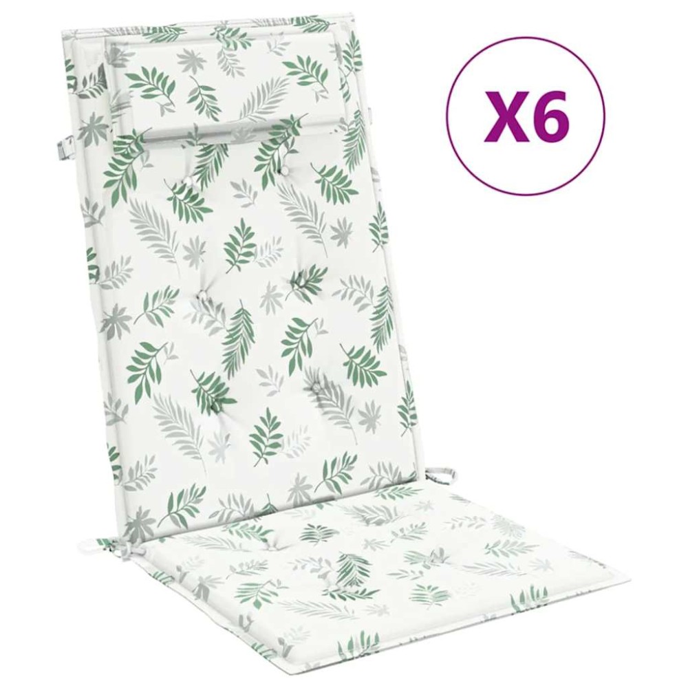 vidaXL Perne de scaun spătar înalt, 6 buc, model frunze, textil Oxford