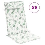 vidaXL Perne de scaun spătar înalt, 6 buc, model frunze, textil Oxford