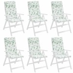 vidaXL Perne de scaun spătar înalt, 6 buc, model frunze, textil Oxford