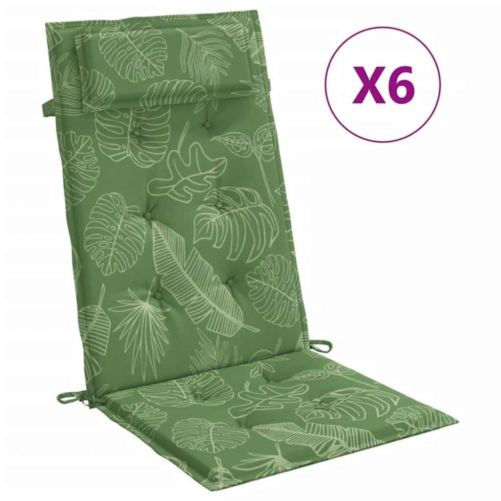 vidaXL Perne de scaun spătar înalt, 6 buc, model frunze, textil Oxford