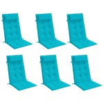 vidaXL Perne scaun cu spătar înalt, 6 buc, turcoaz, țesătură Oxford