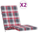 vidaXL Perne scaun de terasă, 2 buc, roșu, carouri, textil Oxford vidaXL Perne scaun de terasă, 2 buc, roșu, carouri, textil Oxford