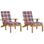 vidaXL Perne scaun de terasă, 2 buc, roșu, carouri, textil Oxford vidaXL Perne scaun de terasă, 2 buc, roșu, carouri, textil Oxford