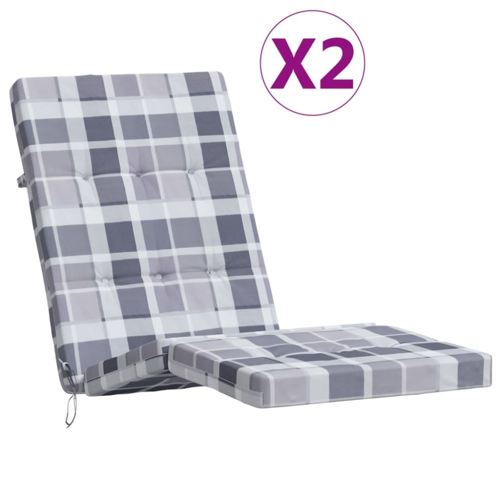 vidaXL Perne scaun de terasă, 2 buc, gri, carouri, textil Oxford
