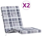 vidaXL Perne scaun de terasă, 2 buc, gri, carouri, textil Oxford vidaXL Perne scaun de terasă, 2 buc, gri, carouri, textil Oxford