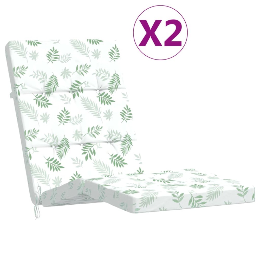 vidaXL Perne scaun de terasă, 2 buc, model frunze, textil Oxford