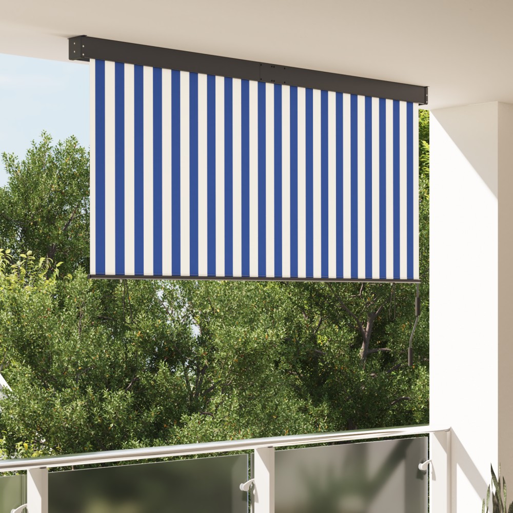 vidaXL Jaluzea Rulou de Exterior Albastru și alb 220 x 250 cm țesătură