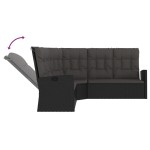 vidaXL Set șezlonguri de grădină, 2 piese, cu perne, negru, poliratan
