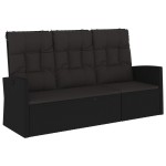 vidaXL Bancă rabatabilă de grădină cu perne, negru, 173 cm, poliratan