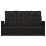 vidaXL Bancă rabatabilă de grădină cu perne, negru, 173 cm, poliratan
