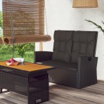 vidaXL Bancă rabatabilă de grădină cu perne, negru, 118 cm, poliratan vidaXL Bancă rabatabilă de grădină cu perne, negru, 118 cm, poliratan
