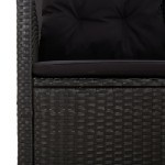 vidaXL Bancă rabatabilă de grădină cu perne, negru, 118 cm, poliratan vidaXL Bancă rabatabilă de grădină cu perne, negru, 118 cm, poliratan