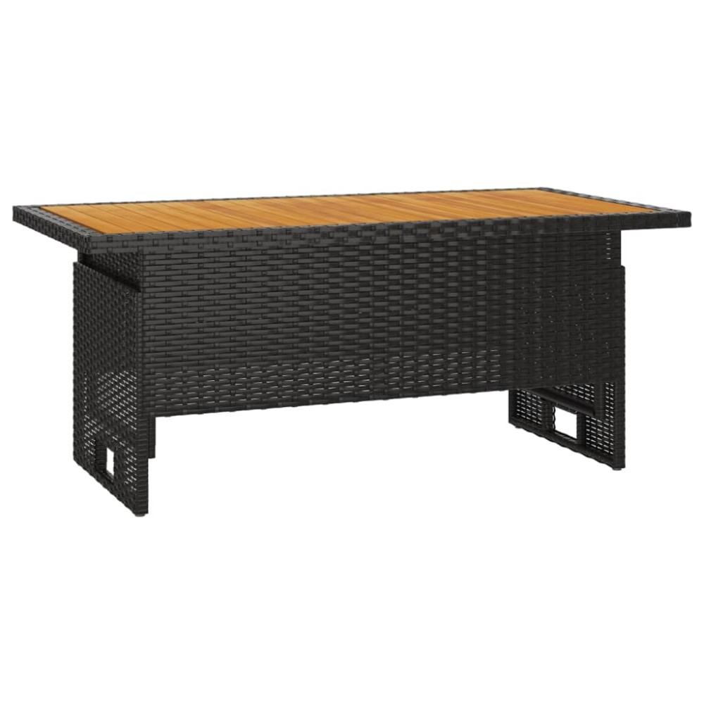 vidaXL Masă de grădină negru 100x50x43/63 cm lemn acacia și poliratan