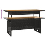 vidaXL Masă de grădină negru 100x50x43/63 cm lemn acacia și poliratan