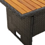 vidaXL Masă de grădină negru 100x50x43/63 cm lemn acacia și poliratan