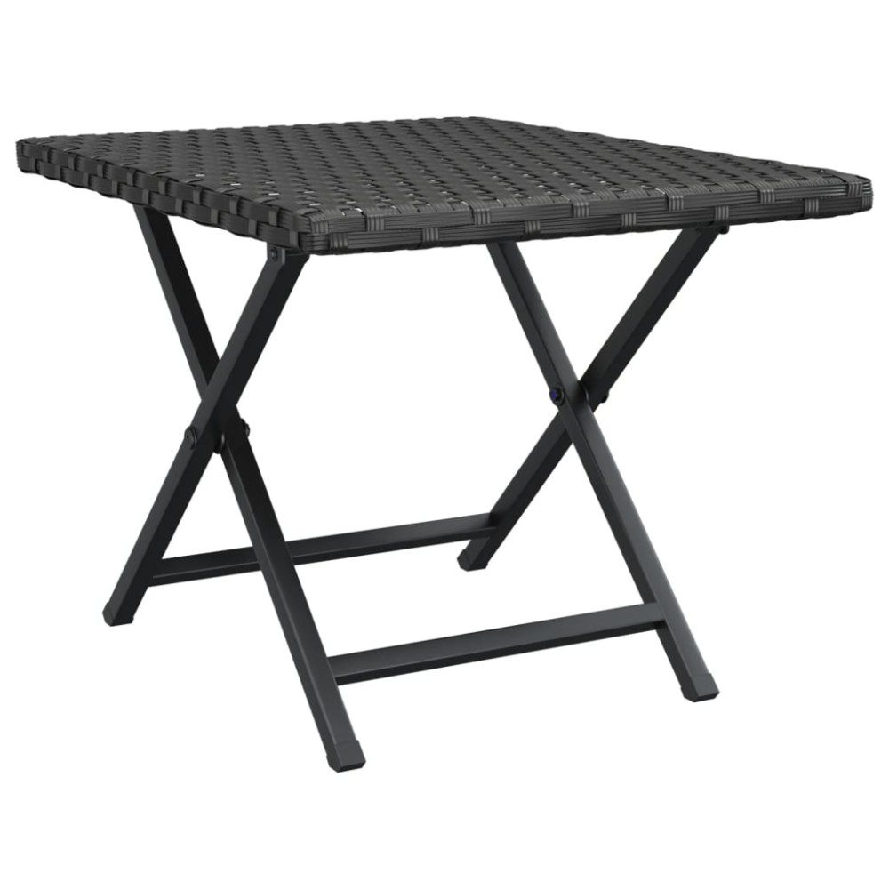 vidaXL Masă de bistro pliabilă, negru, 45x35x32 cm, poliratan