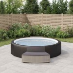 vidaXL Bănci pentru spa cu perne, 2 buc., gri, poliratan vidaXL Bănci pentru spa cu perne, 2 buc., gri, poliratan