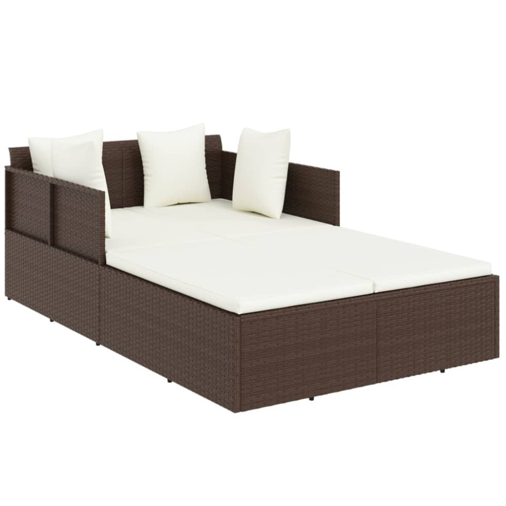 vidaXL Șezlong cu perne, maro, 182x118x63 cm, poliratan
