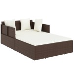 vidaXL Șezlong cu perne, maro, 182x118x63 cm, poliratan vidaXL Șezlong cu perne, maro, 182x118x63 cm, poliratan