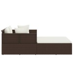 vidaXL Șezlong cu perne, maro, 182x118x63 cm, poliratan vidaXL Șezlong cu perne, maro, 182x118x63 cm, poliratan