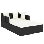 vidaXL Șezlong cu perne, negru, 182x118x63 cm, poliratan vidaXL Șezlong cu perne, negru, 182x118x63 cm, poliratan