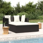 vidaXL Șezlong cu perne, negru, 182x118x63 cm, poliratan vidaXL Șezlong cu perne, negru, 182x118x63 cm, poliratan