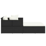 vidaXL Șezlong cu perne, negru, 182x118x63 cm, poliratan vidaXL Șezlong cu perne, negru, 182x118x63 cm, poliratan