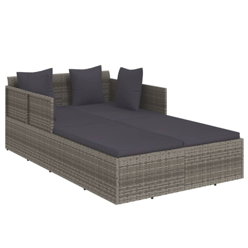 vidaXL Șezlong cu perne, gri, 182x118x63 cm, poliratan