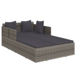 vidaXL Șezlong cu perne, gri, 182x118x63 cm, poliratan vidaXL Șezlong cu perne, gri, 182x118x63 cm, poliratan