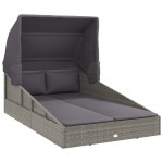 vidaXL Șezlong cu acoperiș pliabil, gri, 200x114x128 cm, poliratan vidaXL Șezlong cu acoperiș pliabil, gri, 200x114x128 cm, poliratan