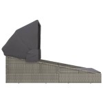 vidaXL Șezlong cu acoperiș pliabil, gri, 200x114x128 cm, poliratan vidaXL Șezlong cu acoperiș pliabil, gri, 200x114x128 cm, poliratan