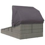 vidaXL Șezlong cu acoperiș pliabil, gri, 200x114x128 cm, poliratan vidaXL Șezlong cu acoperiș pliabil, gri, 200x114x128 cm, poliratan