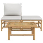 vidaXL Set mobilier de grădină cu perne gri deschis, 3 piese, bambus vidaXL Set mobilier de grădină cu perne gri deschis, 3 piese, bambus