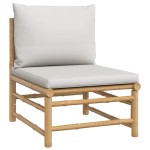 vidaXL Set mobilier de grădină cu perne gri deschis, 3 piese, bambus vidaXL Set mobilier de grădină cu perne gri deschis, 3 piese, bambus