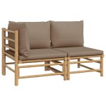 vidaXL Set mobilier de grădină cu perne gri taupe, 2 piese, bambus vidaXL Set mobilier de grădină cu perne gri taupe, 2 piese, bambus
