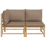 vidaXL Set mobilier de grădină cu perne gri taupe, 2 piese, bambus vidaXL Set mobilier de grădină cu perne gri taupe, 2 piese, bambus
