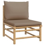 vidaXL Set mobilier de grădină cu perne gri taupe, 2 piese, bambus vidaXL Set mobilier de grădină cu perne gri taupe, 2 piese, bambus