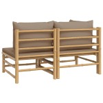 vidaXL Set mobilier de grădină cu perne gri taupe, 2 piese, bambus vidaXL Set mobilier de grădină cu perne gri taupe, 2 piese, bambus