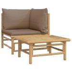vidaXL Set mobilier de grădină cu perne gri taupe, 2 piese, bambus vidaXL Set mobilier de grădină cu perne gri taupe, 2 piese, bambus