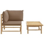 vidaXL Set mobilier de grădină cu perne gri taupe, 2 piese, bambus vidaXL Set mobilier de grădină cu perne gri taupe, 2 piese, bambus