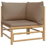 vidaXL Set mobilier de grădină cu perne gri taupe, 2 piese, bambus vidaXL Set mobilier de grădină cu perne gri taupe, 2 piese, bambus