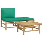 vidaXL Set mobilier de grădină cu perne verzi, 3 piese, bambus vidaXL Set mobilier de grădină cu perne verzi, 3 piese, bambus