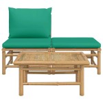 vidaXL Set mobilier de grădină cu perne verzi, 3 piese, bambus vidaXL Set mobilier de grădină cu perne verzi, 3 piese, bambus