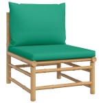 vidaXL Set mobilier de grădină cu perne verzi, 3 piese, bambus vidaXL Set mobilier de grădină cu perne verzi, 3 piese, bambus