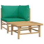 vidaXL Set mobilier de grădină cu perne verzi, 2 piese, bambus vidaXL Set mobilier de grădină cu perne verzi, 2 piese, bambus