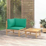 vidaXL Set mobilier de grădină cu perne verzi, 2 piese, bambus vidaXL Set mobilier de grădină cu perne verzi, 2 piese, bambus