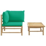 vidaXL Set mobilier de grădină cu perne verzi, 2 piese, bambus vidaXL Set mobilier de grădină cu perne verzi, 2 piese, bambus