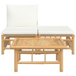 vidaXL Set mobilier de grădină, cu perne alb crem, 3 piese, bambus vidaXL Set mobilier de grădină, cu perne alb crem, 3 piese, bambus